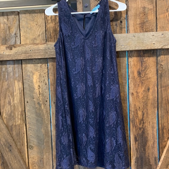 Navy lace sleeveless dress - Picture 1 of 3